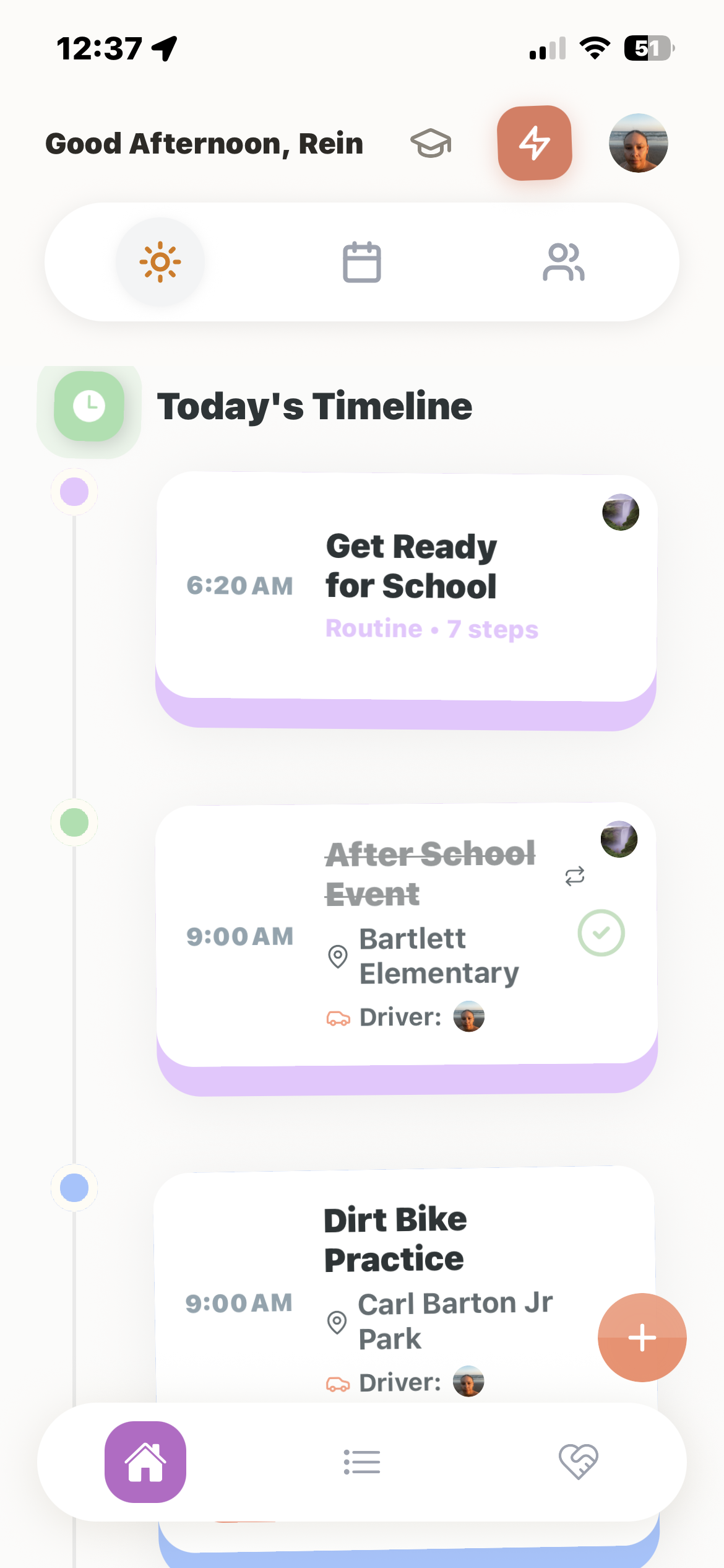 Nyla shared household timeline